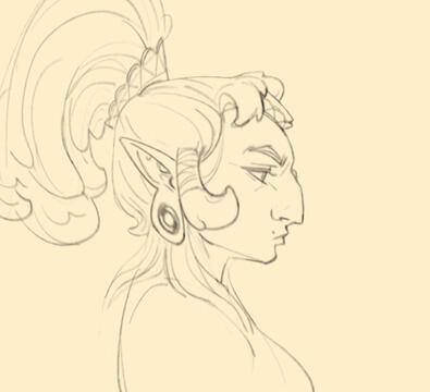 Portrait sketch of a Twinrova (The Legend of Zelda) original design.