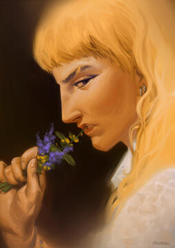 Portrait study of a friend inspired by traditional painting.