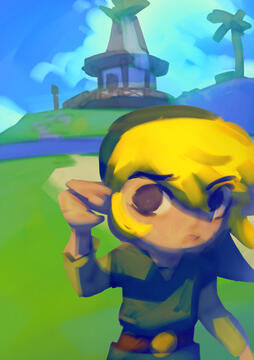 Unfinished Illustration of Link on Outset Island (The Legend of Zelda : The Wind Waker).