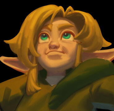 Unfinished Portrait of Young Link from The Legend of Zelda.
