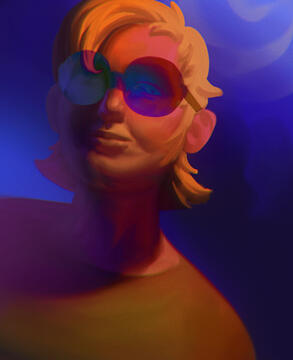 Portrait Painting focused on playing with contrast and color.