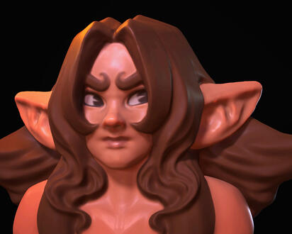 3D Portrait Sculpt of an original design inspired by The Legend of Zelda, made and rendered in Blender Eevee.