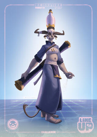 Fullbody Character Illustration/Design made for @bloospicy 's weekly challenge : "LineUp" (theme : Desert Traveler).